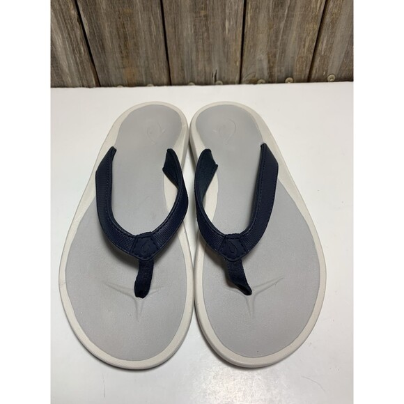 OLUKAI Pi'oe Blue Grey Women's Beach Sandals Water-Resistant Flip-Flop Slides 7 - Picture 2 of 7